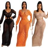 Knit Crochet Beach Long Dress