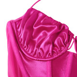 Satin Mesh Fishbone Binding Diamond Double-layer Pleated Vest