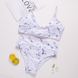 V Neck Low Back Sexy Bikini Two Pieces Swimsuit Women