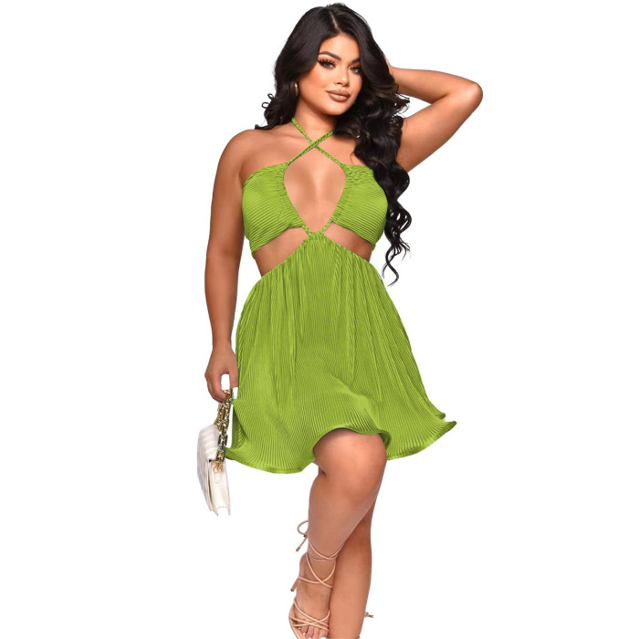 Sexy Off-shoulder Pleated Ruffle Dress