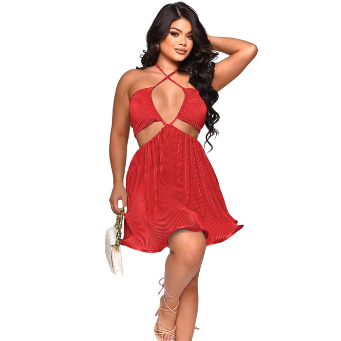 Sexy Off-shoulder Pleated Ruffle Dress