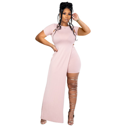 Short Sleeve Sexy Split Fit Two-piece Set