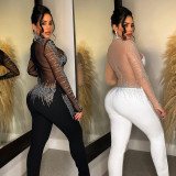 Mesh Ironing Long Sleeved Trousers Jumpsuit