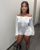 Off Shoulder Backless Knit Romper