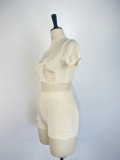 Crochet Knit 2 Piece Crop Top And Shorts