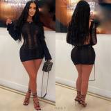 Knitted Cutting Backless Mini Dress