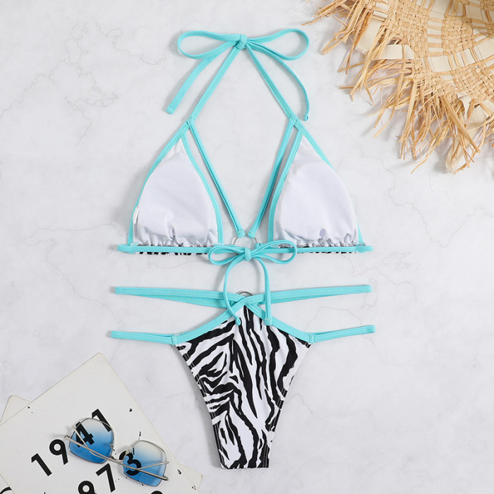 zebra Print String Bikini Set