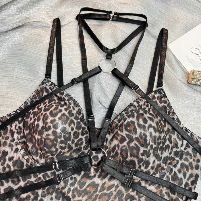 Leopard Print Sexy Bodysuit Lingerie
