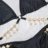 Swimsuit Crystal Diamond Solid Color Women Two Piece Bikini Beach Swimwear
