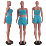 Knit Tube Top 2 Piece Short Set
