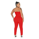 Mesh Patchwork One Piece Crystal Jumpsuit 