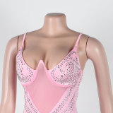 Rhinestone Crystal Party Dinner Dress