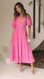 V-neck Waistband Dress