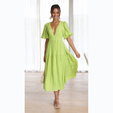 V-neck Waistband Dress