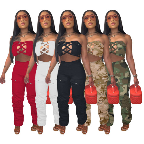 Tube Top And Cargo Pant Set