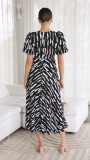 Sweet Style Printed V-neck A Line Medium Length Dress