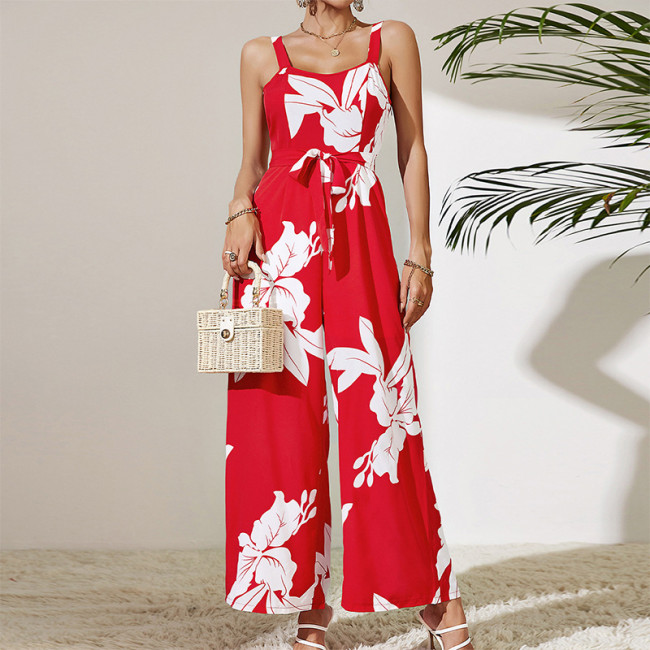 Sleeveless Backless Summer Cool Printed Jumpsuit