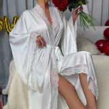 Lace Light Luxury Long Sleeve Nightgown Bathrobe Household Clothing