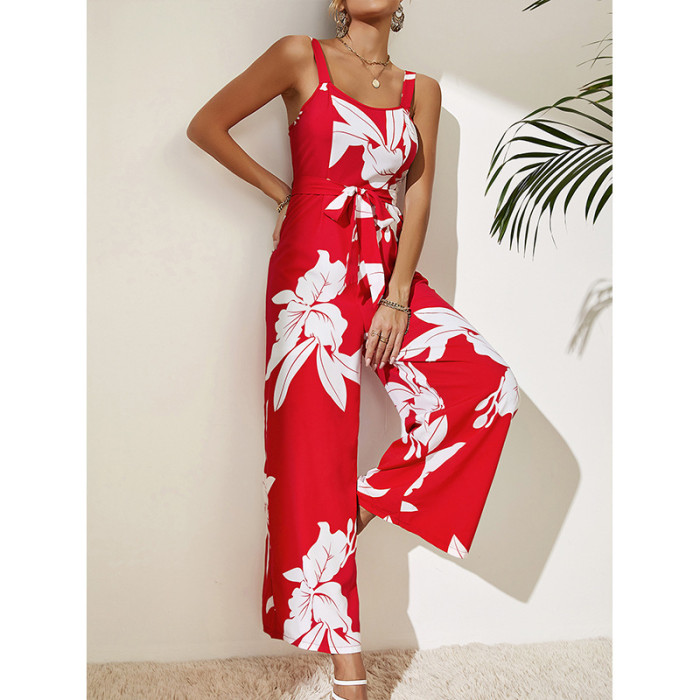 Sleeveless Backless Summer Cool Printed Jumpsuit