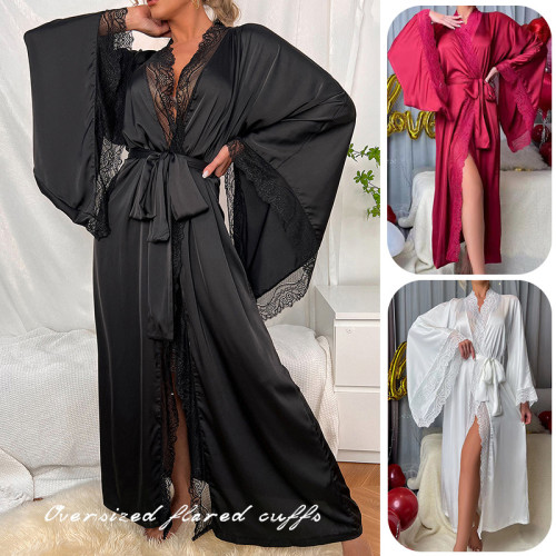 Lace Light Luxury Long Sleeve Nightgown Bathrobe Household Clothing