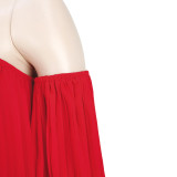 Plus Size Off Shoulder Pleated Maxi Dress