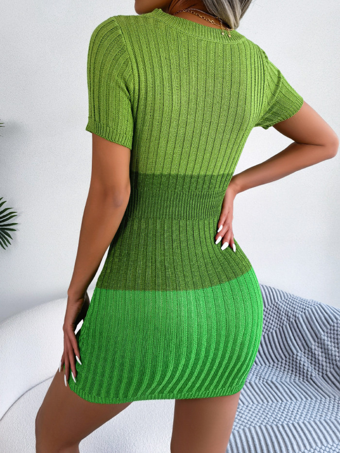 Color Block knitted Slim Tight Dress