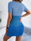 Color Block knitted Slim Tight Dress