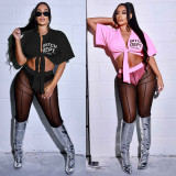 Crop Tee And Mesh Legging Matching Set