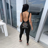 Cutting Backless Sexy Skinny Jumpsuit