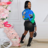 Letter Print Baseball Varsity Jacket
