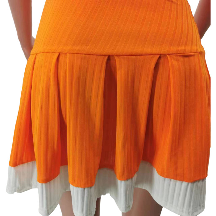 Ribbed Crop Top And Tennis Skirt Set 