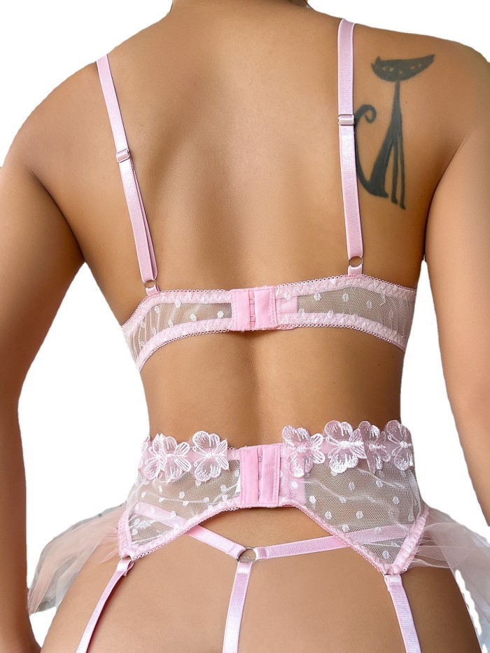 romance pink sexy 3 piece underwear 