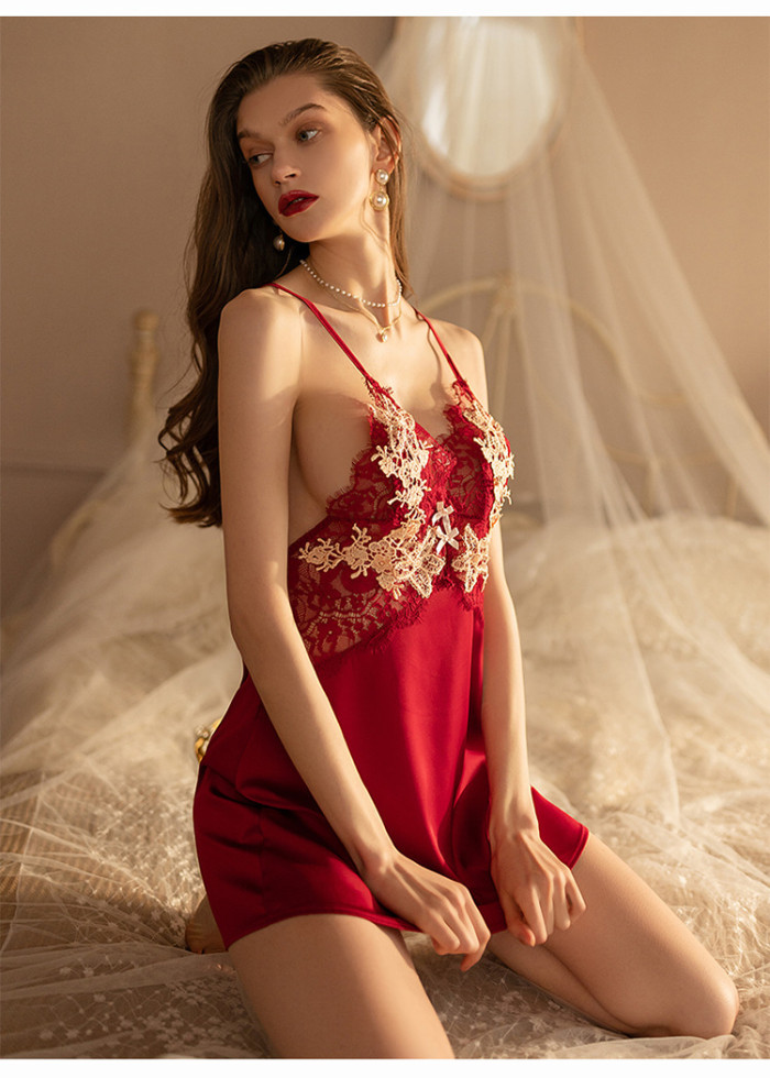 Embroider Lace Satin Sexy Nighties