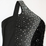 Sequin Rhinestone Slit Sexy Cocktail Dress
