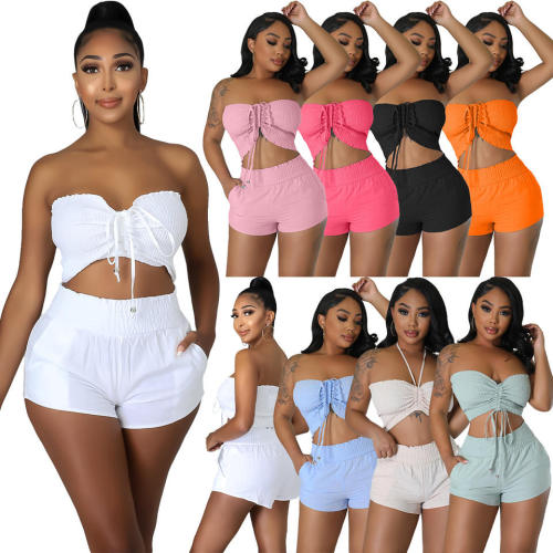 Strapless Tube Top Shorts Set