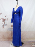Sequin Cut Out Slit Sexy Party Dress