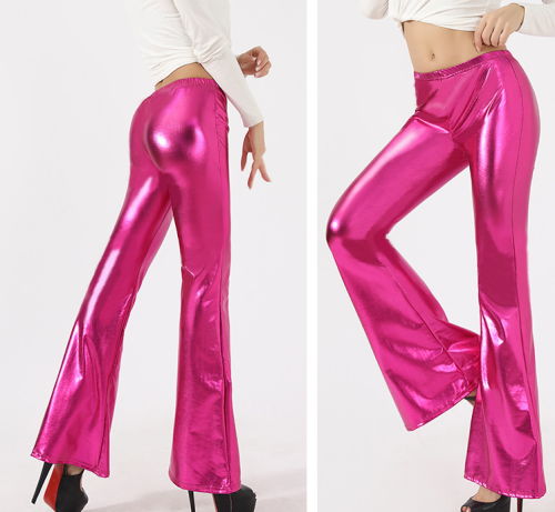 PU Tight Women's Pants Bright Leather Flare Pants