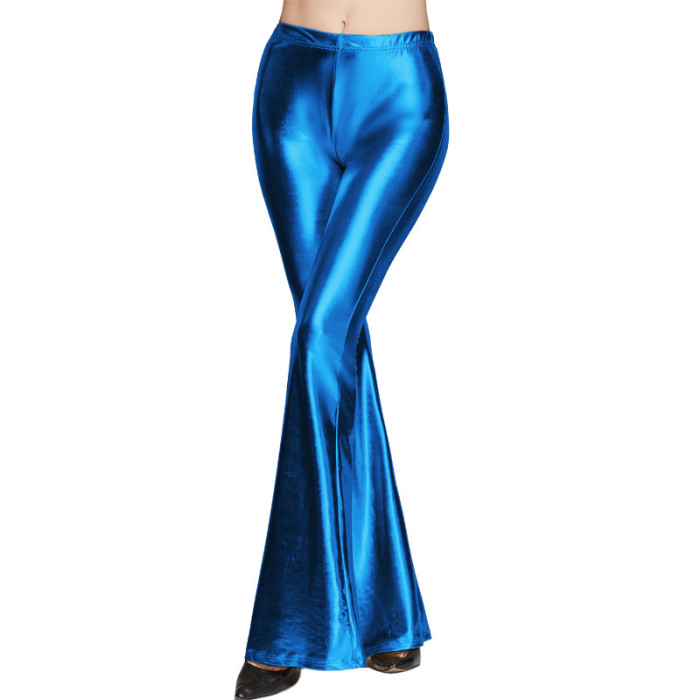PU Tight Women's Pants Bright Leather Flare Pants