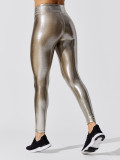Gold Plated Solid Color Casual Yoga Pants