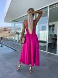 Deep V Split Suspender Dress