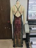 Deep V-neck off Shoulder Strap Evening Dress