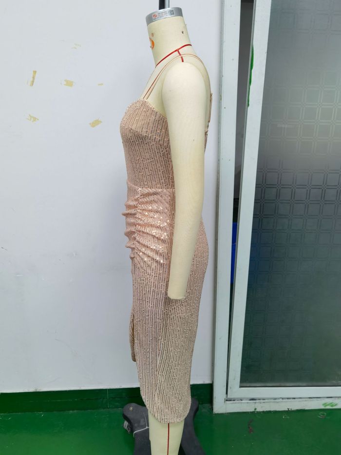 Split Thigh Sequin Bodycon Dress