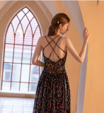 Women's Strap Backless Sequin Party Evening Dress