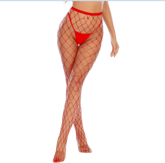 Beaded Pantyhose Sexy Large Mesh Beaded Multi-Color Fishnet Tights