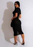 Button Down Ribbed Slim TIght Dress