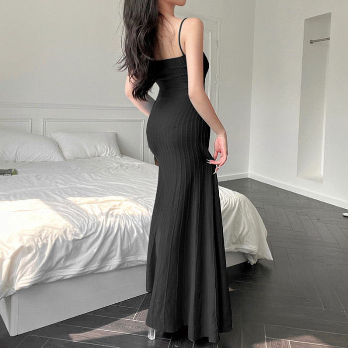 Women Sexy Solid Color Sling Dress