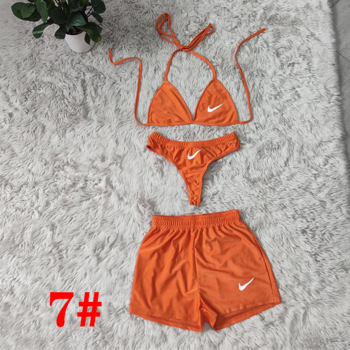 Embroidery Casual Straps Sports 3 Piece Short Set