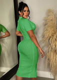 Button Down Ribbed Slim TIght Dress