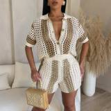 Hollow Out Knitted Matching Outfits