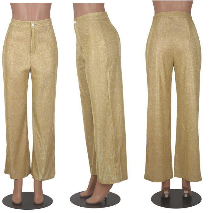 Casual Bling Wide Leg Trousers